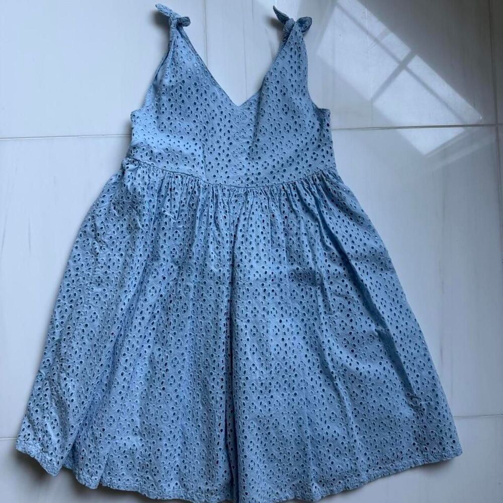 Hope & Henry Girls Blue Eyelet Dress Size 8